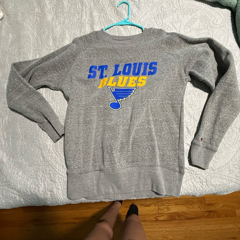 Champion Heather Gray St. Louis Blues Hockey Crewneck Sweatshirt
